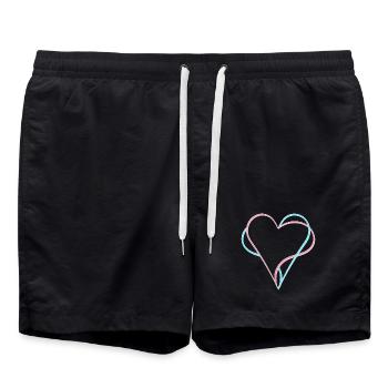 Coeurs entrelacés bleu rose - Short de bain - noir - Devant - AI Model Male 185 light (185cm)