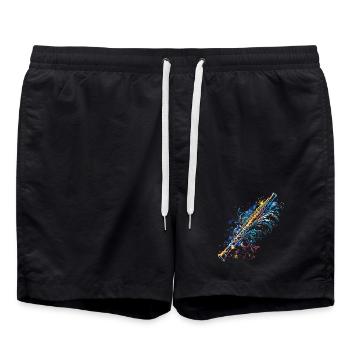 Flûte Bande dessinée - Short de bain - noir - Devant - AI Model Male 185 light (185cm)