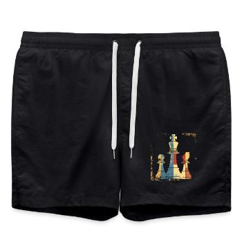 Schach Dame und König Grafik - Badeshorts - Schwarz - Vorne - AI Model Male 185 light (185cm)