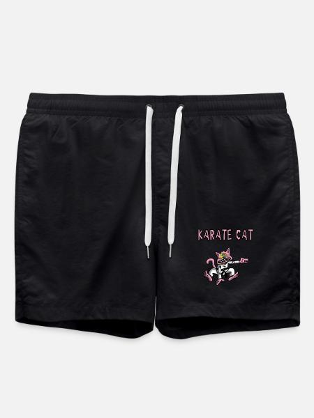 Karaté et chat rose - Short de bain - noir