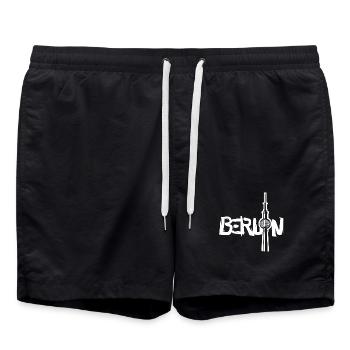 Graffiti Berlin - Tour de télévision de Berlin - Short de bain - noir - Devant - AI Model Male 185 light (185cm)