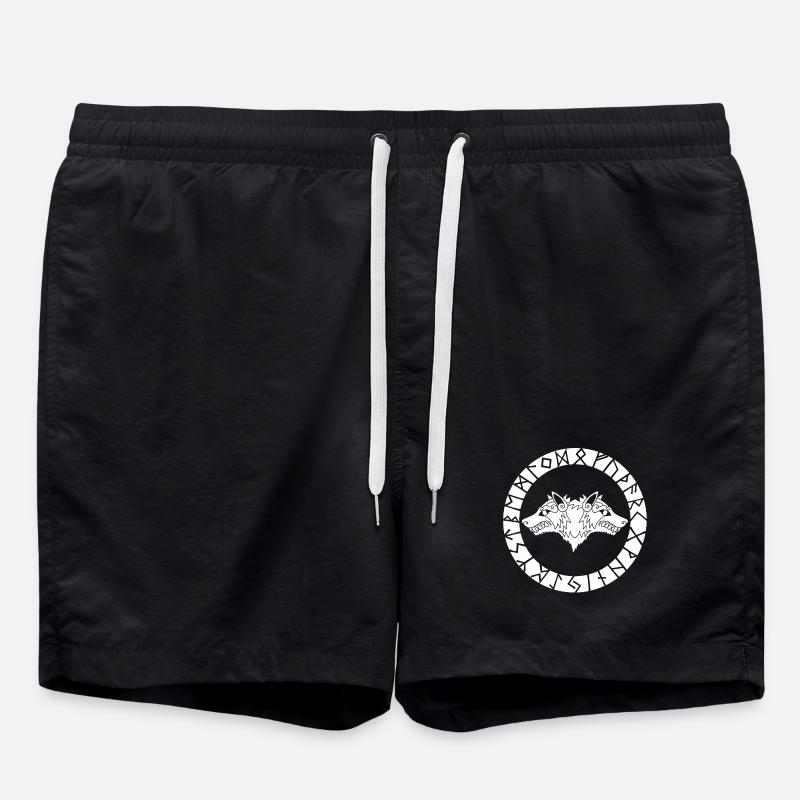 Two-headed white wolf - Swim Trunks - black