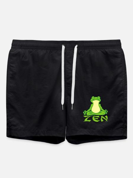 Frog doing yoga - Swim Trunks - black