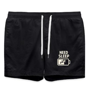 Need Sleep – Akku leer, Schlaf her! - Badeshorts - Schwarz - Vorne - AI Model Male 185 light (185cm)