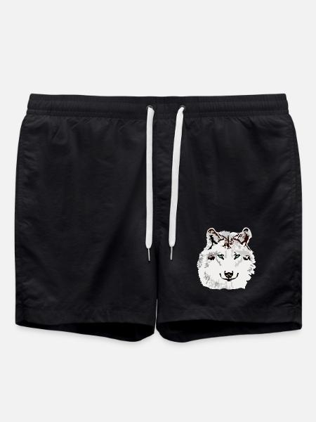 White wolf blue eyes - Swim Trunks - black