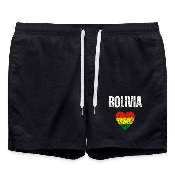 I love Bolivia, flag of Bolivia - Swim Trunks - black - Front - AI Model Male 185 light (185cm)