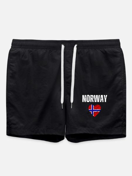 Ich liebe Norwegen, die Flagge Norwegens - Badeshorts - Schwarz