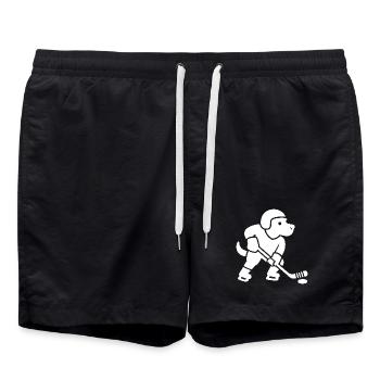 Cooler Labrador Hockeyspieler Minimalistisch  - Badeshorts - Schwarz - Vorne - AI Model Male 185 light (185cm)