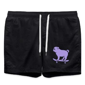 Minimalistisch Mops Skateboarder Katze Silhouette - Badeshorts - Schwarz - Vorne - AI Model Male 185 light (185cm)