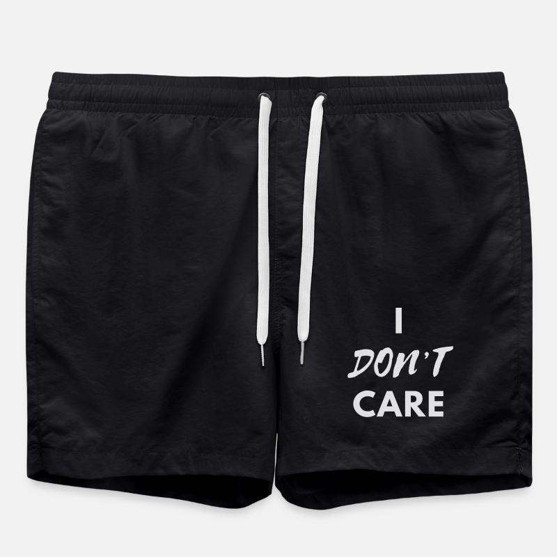 I don't Care silver print - Swim Trunks - black