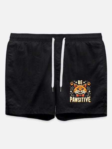 Be pawsitive cute cat - Swim Trunks - black