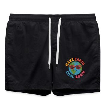 Mach die Erde wieder kühl - Badeshorts - Schwarz - Vorne - AI Model Male 185 light (185cm)