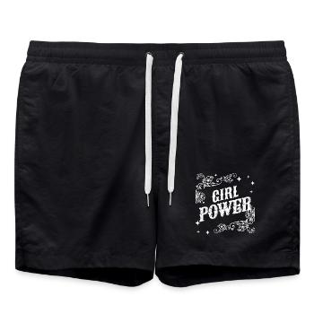 Contrasting Floral Power Girl - Swim Trunks - black - Front - AI Model Male 185 light (185cm)