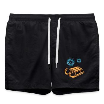 Sleigh with snowflakes cartoon - Swim Trunks - black - Front - AI Model Male 185 light (185cm)