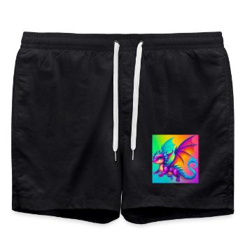 Drache - Badeshorts - Schwarz - Vorne - AI Model Male 185 light (185cm)