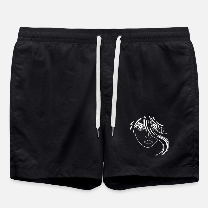 Visage manga blanc - Short de bain - noir