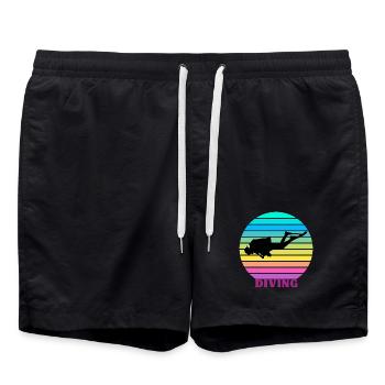 Plongée rétro - Short de bain - noir - Devant - AI Model Male 185 light (185cm)