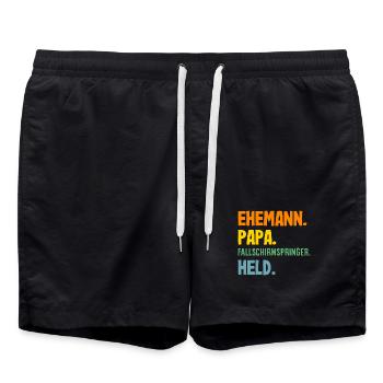 Lustiger Fallschirmspringer Adrenalinjunkie Papa - Badeshorts - Schwarz - Vorne - AI Model Male 185 light (185cm)