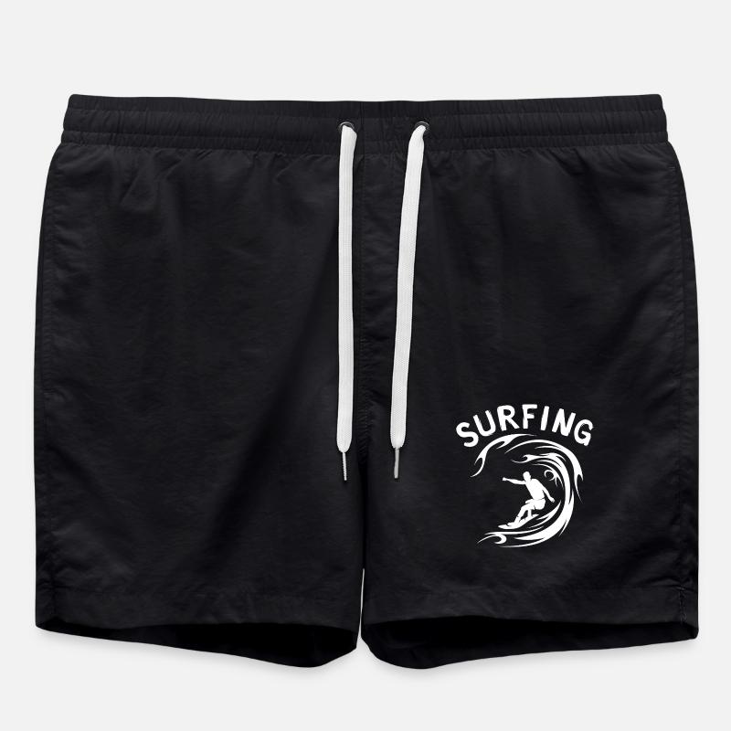 Surfing Wave Surfer Design - Swim Trunks - black