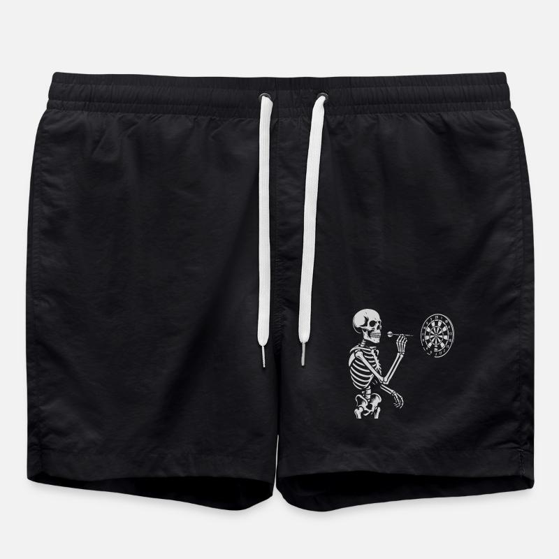 Skelett spielt Darts Spiel - Badeshorts - Schwarz