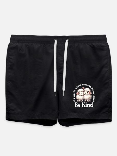 Two Cute Sheep Be Kind - Swim Trunks - black