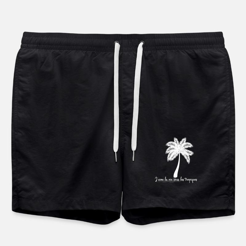 Tropical Silhouette Palm - Swim Trunks - black