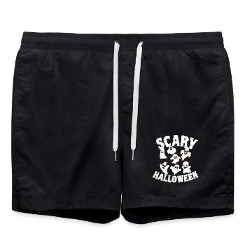 Sourire Dansant Drôle Fantômes Halloween Costume - Short de bain - noir - Devant - AI Model Male 185 light (185cm)