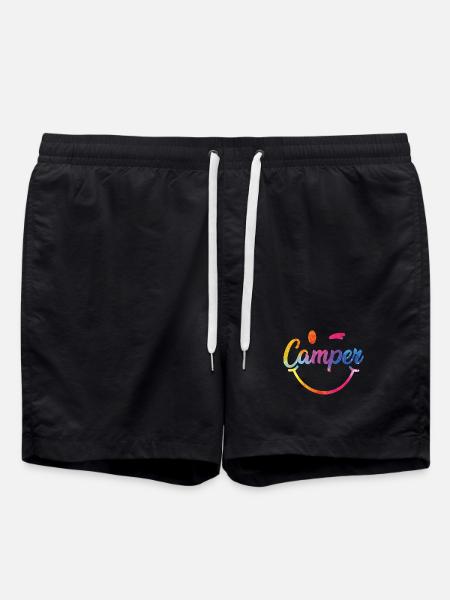 Bunter Camper Smiley Logo - Badeshorts - Schwarz