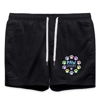 PAW LOVERS Blaue Pastell-Pfoten - Badeshorts - Schwarz - Vorne - AI Model Male 185 light (185cm)