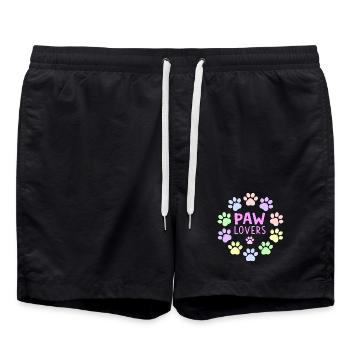 PAW LOVERS Rose Empreintes Pastel - Short de bain - noir - Devant - AI Model Male 185 light (185cm)