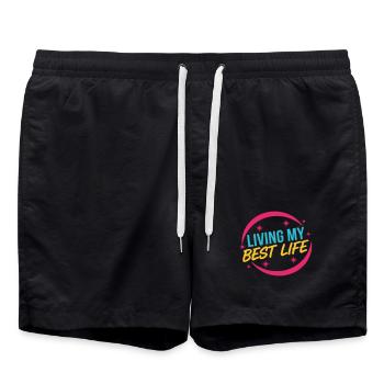 Living My Best Life - Success Mindset Pink - Short de bain - noir - Devant - AI Model Male 185 light (185cm)