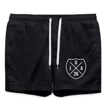 Jga 26 Wappen - Junggesellenabschied - JGA 2026  - Badeshorts - Schwarz - Vorne - AI Model Male 185 light (185cm)