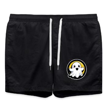 Fantôme kawaii dans un cercle - Short de bain - noir - Devant - AI Model Male 185 light (185cm)