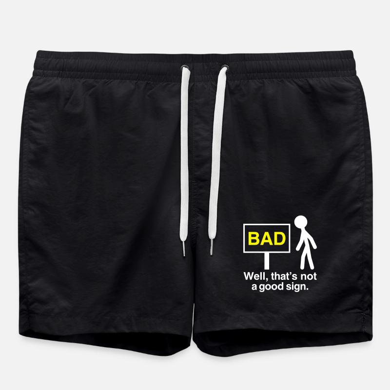 Well, That's Not A Good Sign Stick Figure Graphic - Swim Trunks - black