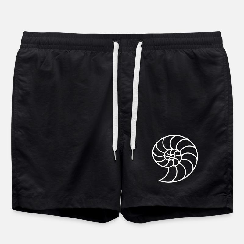 White Nautilus Spiral - Swim Trunks - black