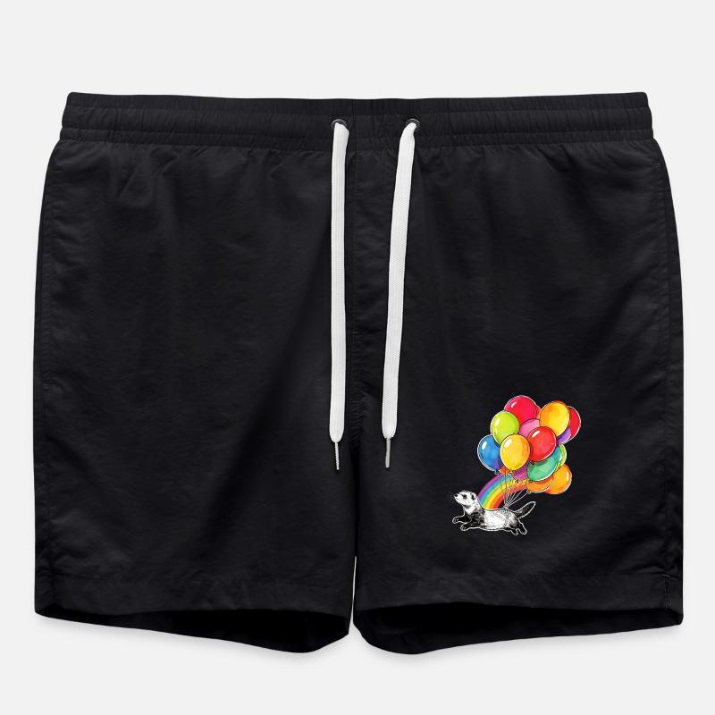 Frettchenballons und Regenbogen - Badeshorts - Schwarz