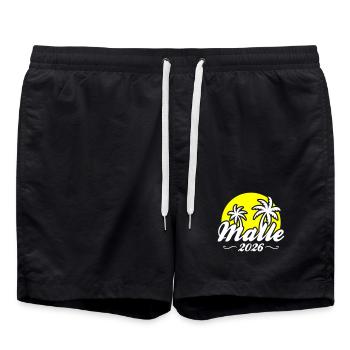 Malle 2026 Palmen Strand - Badeshorts - Schwarz - Vorne - AI Model Male 185 light (185cm)