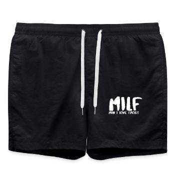 Man I Love Frogs Lustiges Frosch Wortspiel - Badeshorts - Schwarz - Vorne - AI Model Male 185 light (185cm)