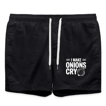 Ich bringe Zwiebeln zum Weinen - Badeshorts - Schwarz - Vorne - AI Model Male 185 light (185cm)
