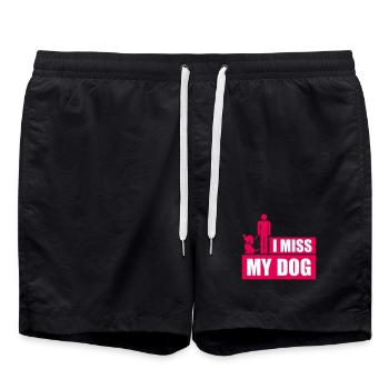 I Miss My Dog Hundeliebhaber Hunde Liebe Witz Logo - Badeshorts - Schwarz - Vorne - AI Model Male 185 light (185cm)