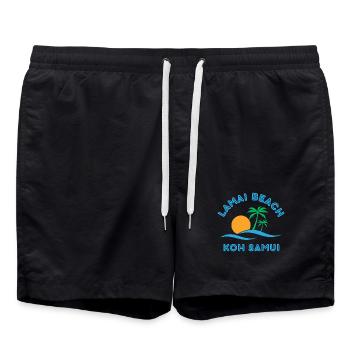 Coucher de soleil de la plage de Lamai Koh Samui - Short de bain - noir - Devant - AI Model Male 185 light (185cm)