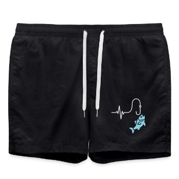 Heartbeat Fishing Fish Vector - Swim Trunks - black - Front - AI Model Male 185 light (185cm)