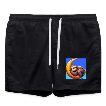 La paresse dort sur la Lune - Short de bain - noir - Devant - AI Model Male 185 light (185cm)