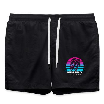 Néon des palmiers de Miami Beach - Short de bain - noir - Devant - AI Model Male 185 light (185cm)