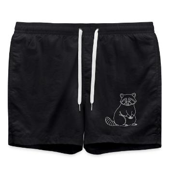 Ligne minimaliste Cute Raccoon Silhouette - Short de bain - noir - Devant - AI Model Male 185 light (185cm)