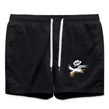 Lustige Möwe Stiehlt Pommes Am Strand - Badeshorts - Schwarz - Vorne - AI Model Male 185 light (185cm)