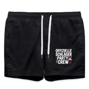 Schlager Party Crew Mallorca Flamingo JGA Malle - Badeshorts - Schwarz - Vorne - AI Model Male 185 light (185cm)