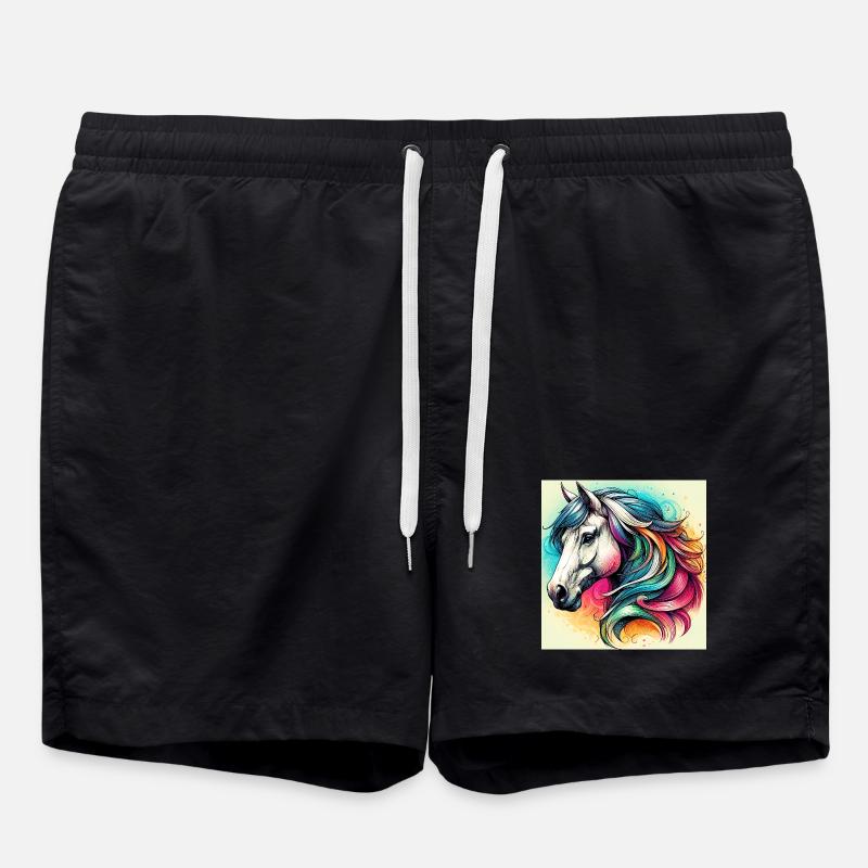 Pferd - Badeshorts - Schwarz