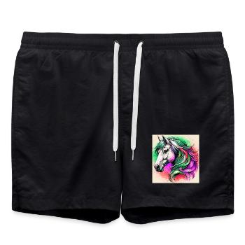 horse - Swim Trunks - black - Front - AI Model Male 185 light (185cm)