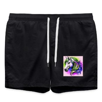 horse - Swim Trunks - black - Front - AI Model Male 185 light (185cm)